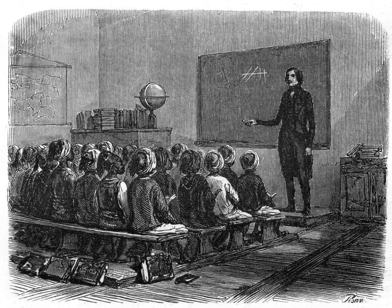 Fransk skole i Algeriet i 1840. af Unknown artist