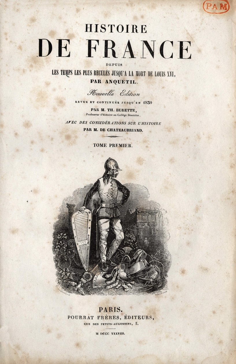 Frontispice af "History of France" af Anquetil. 1838. af Unknown artist