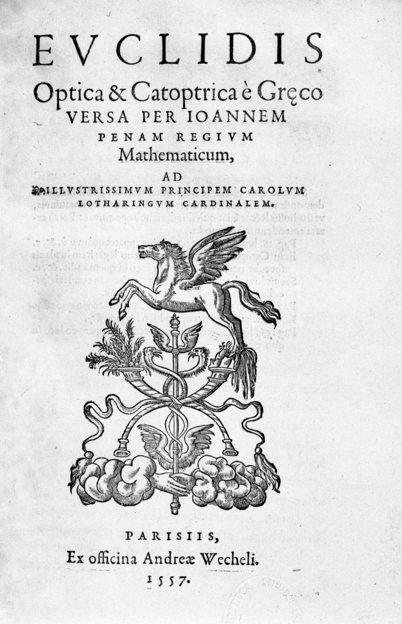 Frontispice af "Optica & Catoptrica..." af Euclid af Unknown artist