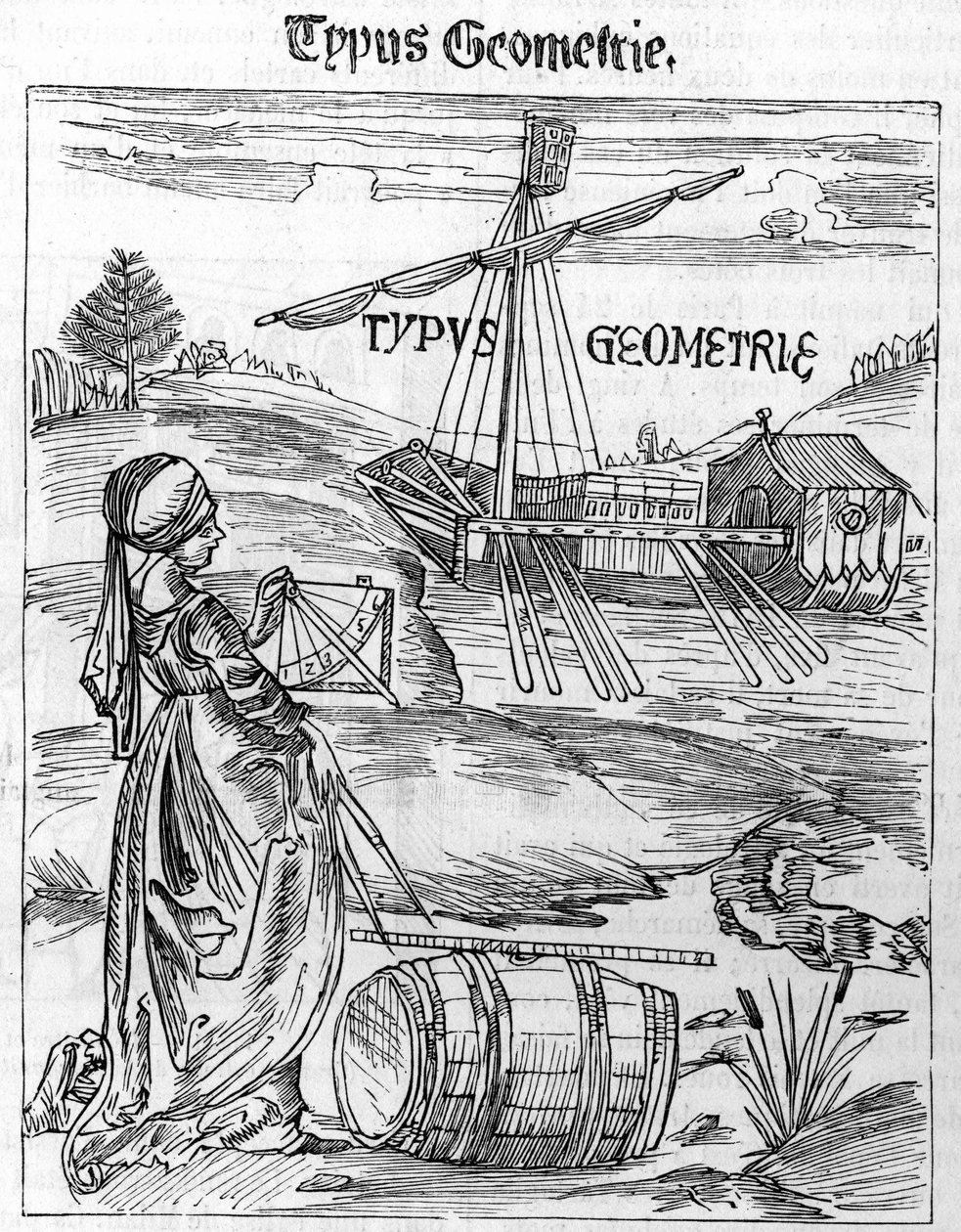 Frontispice af geometri i "Margarita Philosophica" af Gregor Reisch (1467-1525) af Unknown artist