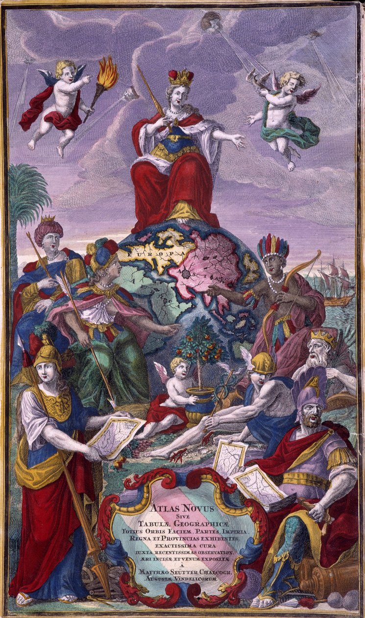 Frontispice af "New Atlas" af Seutter Georges Mattaus af Unknown artist