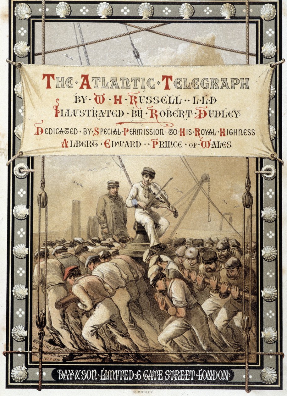 Frontispice af bogen ""The Atlantic telegraph"" af W. H. Russel, ca. 1860 af Unknown artist
