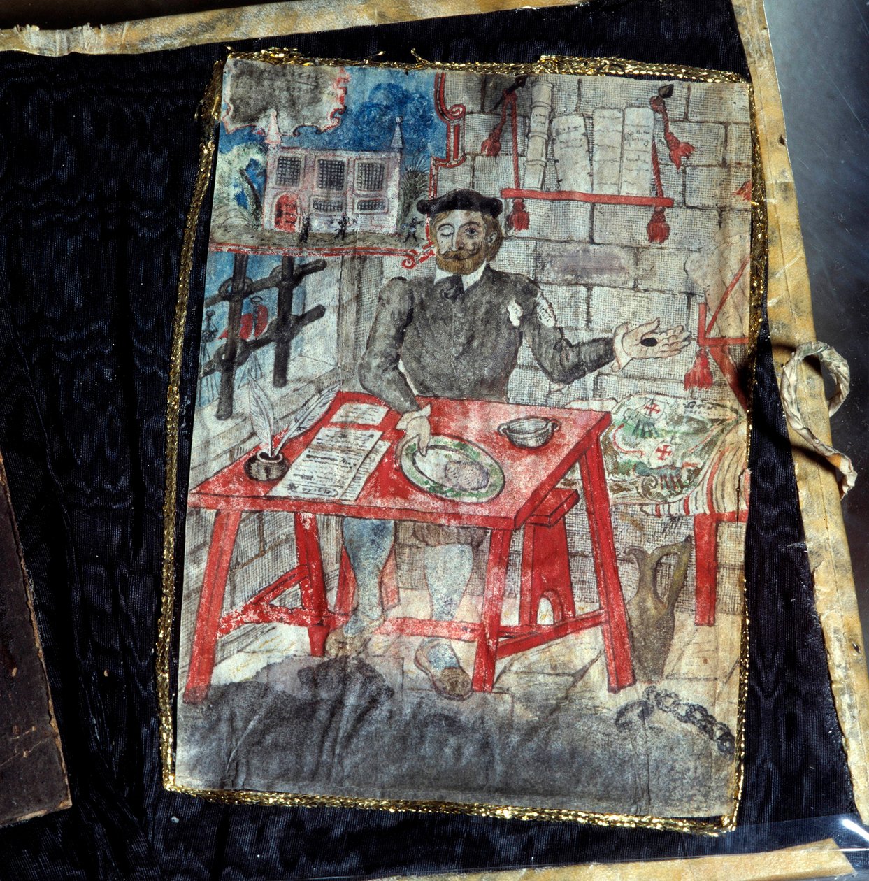 Frontispice af digtsamlingen af den portugisiske digter Luis Vaz de Camoes, kendt som Camoanerne (1525-1580). Digteren er fængslet der. Lissabon, Nationalmuseet for antik kunst af Unknown artist