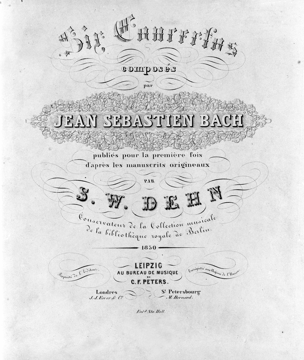 Frontispice af partituret til de seks koncerter af Jean Sebastien Bach (Johann Sebastian Bach af Unknown artist