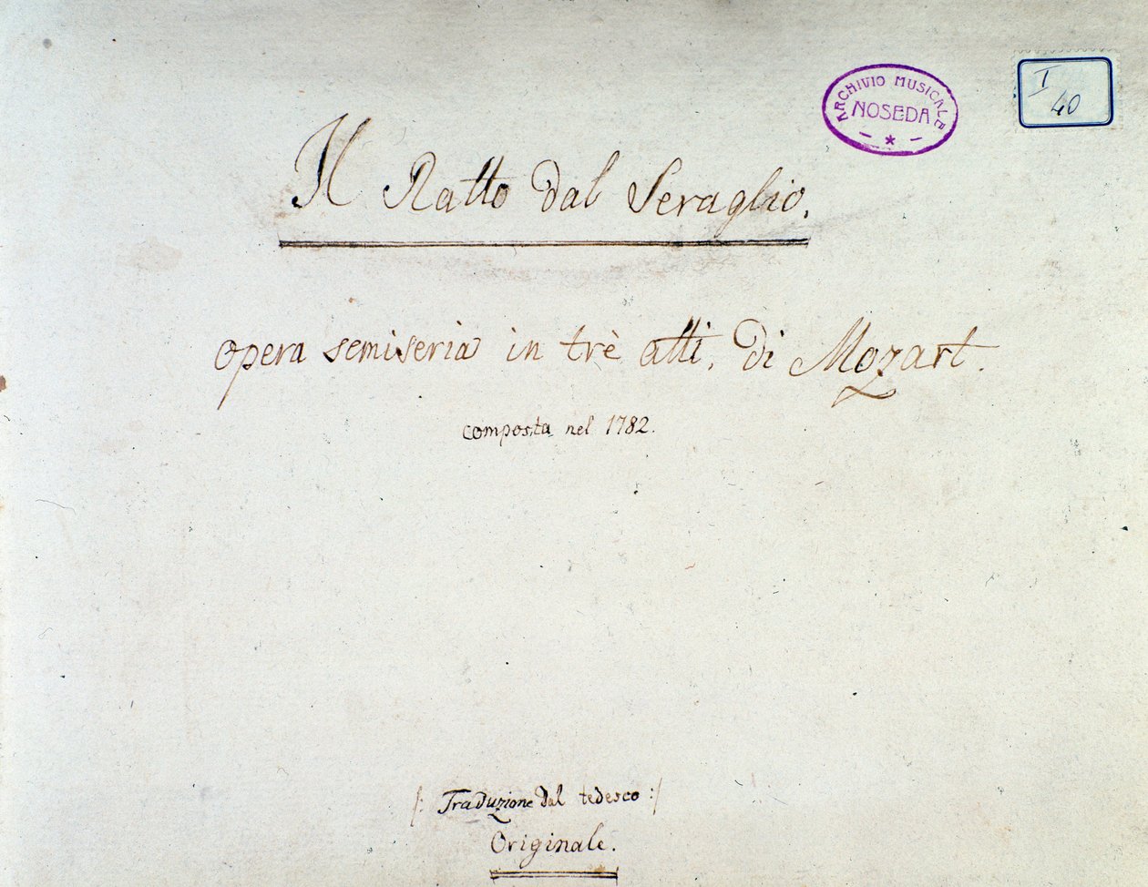 Frontispice til Bortførelsen fra Seraglio, opera af Mozart, Lichtenthal-version (1838) af Unknown artist