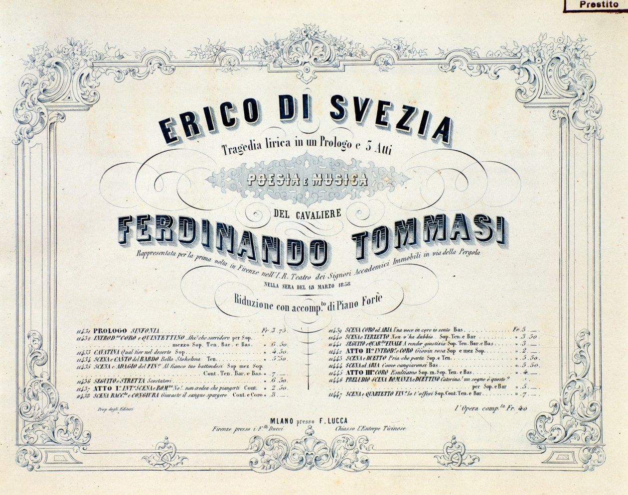 Frontispice af Henrik af Sverige, værk af Ferdinando Tommasi af Unknown artist
