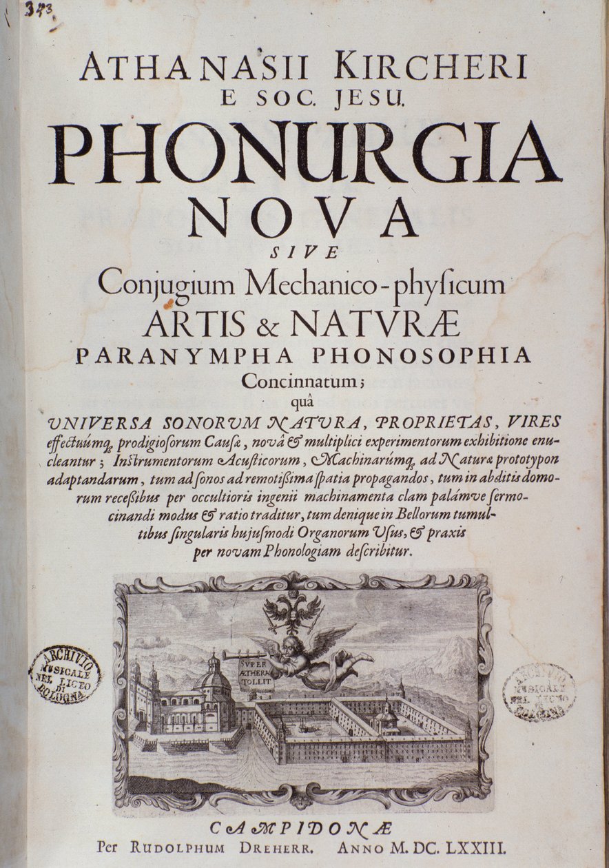 Frontispice af Phonurgia nova (1673) af Unknown artist