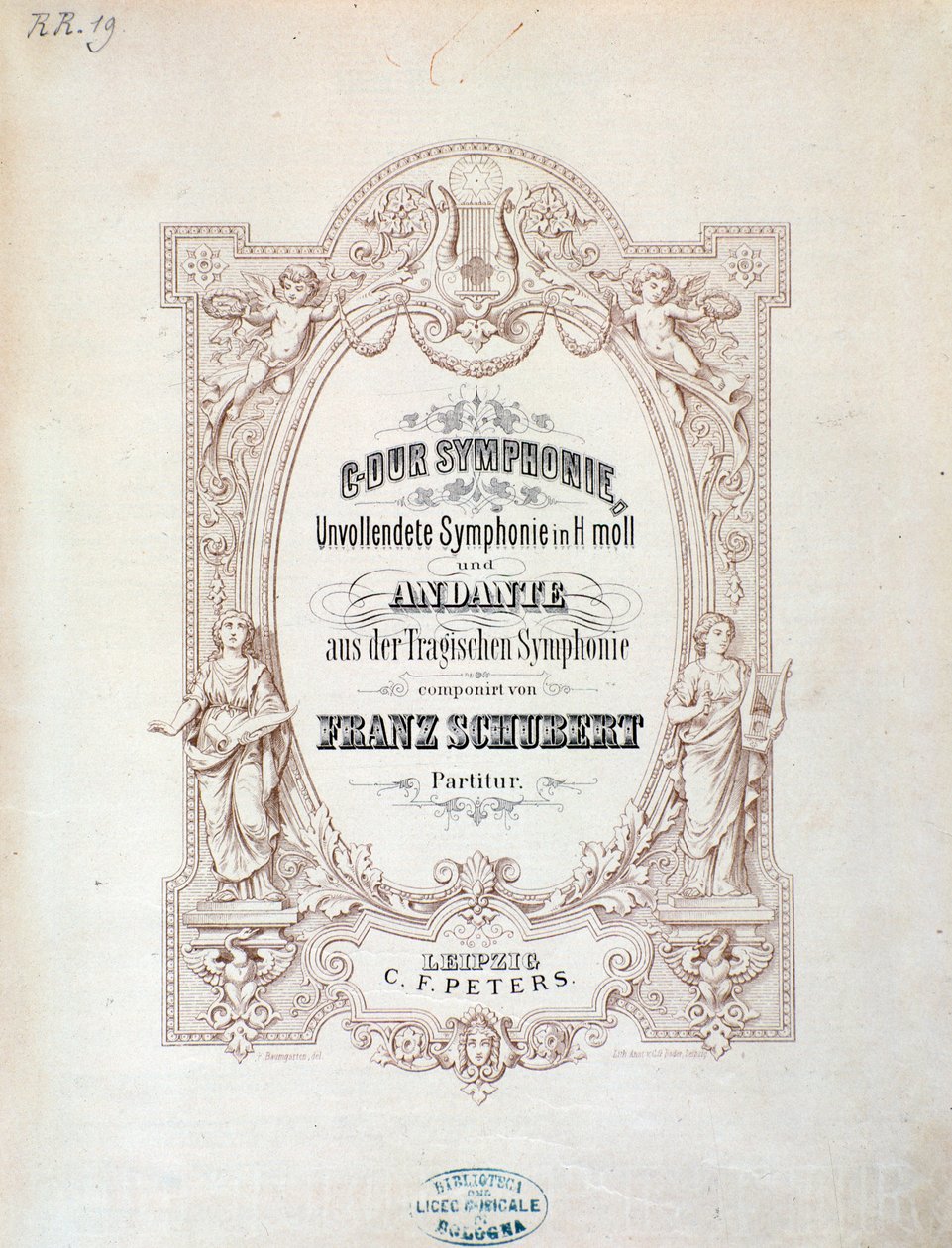 Frontispice af partitur af Unfinished symfoni af Franz Schubert af Unknown artist
