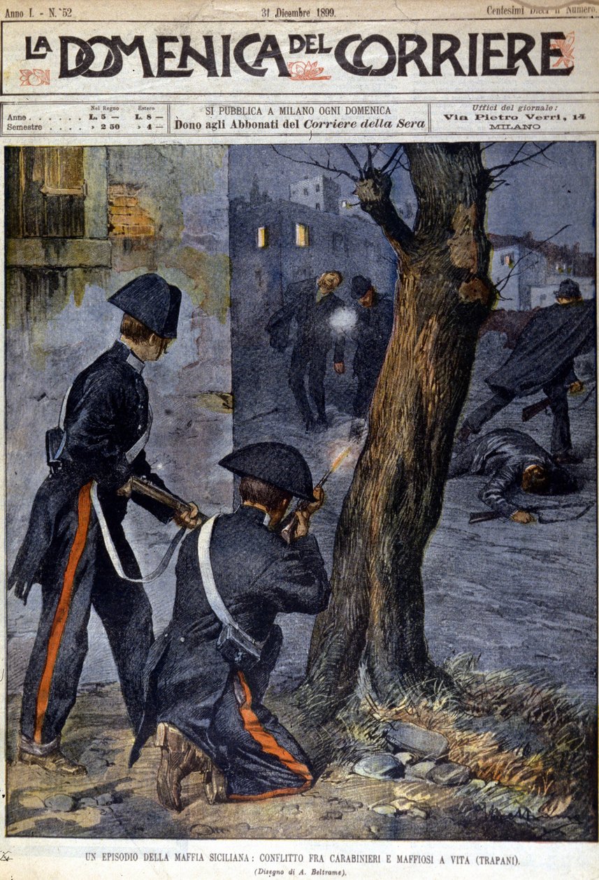 Skyderi mellem carabinieri og mafia i regionen Trapani på Sicilien i 1899 af Unknown artist