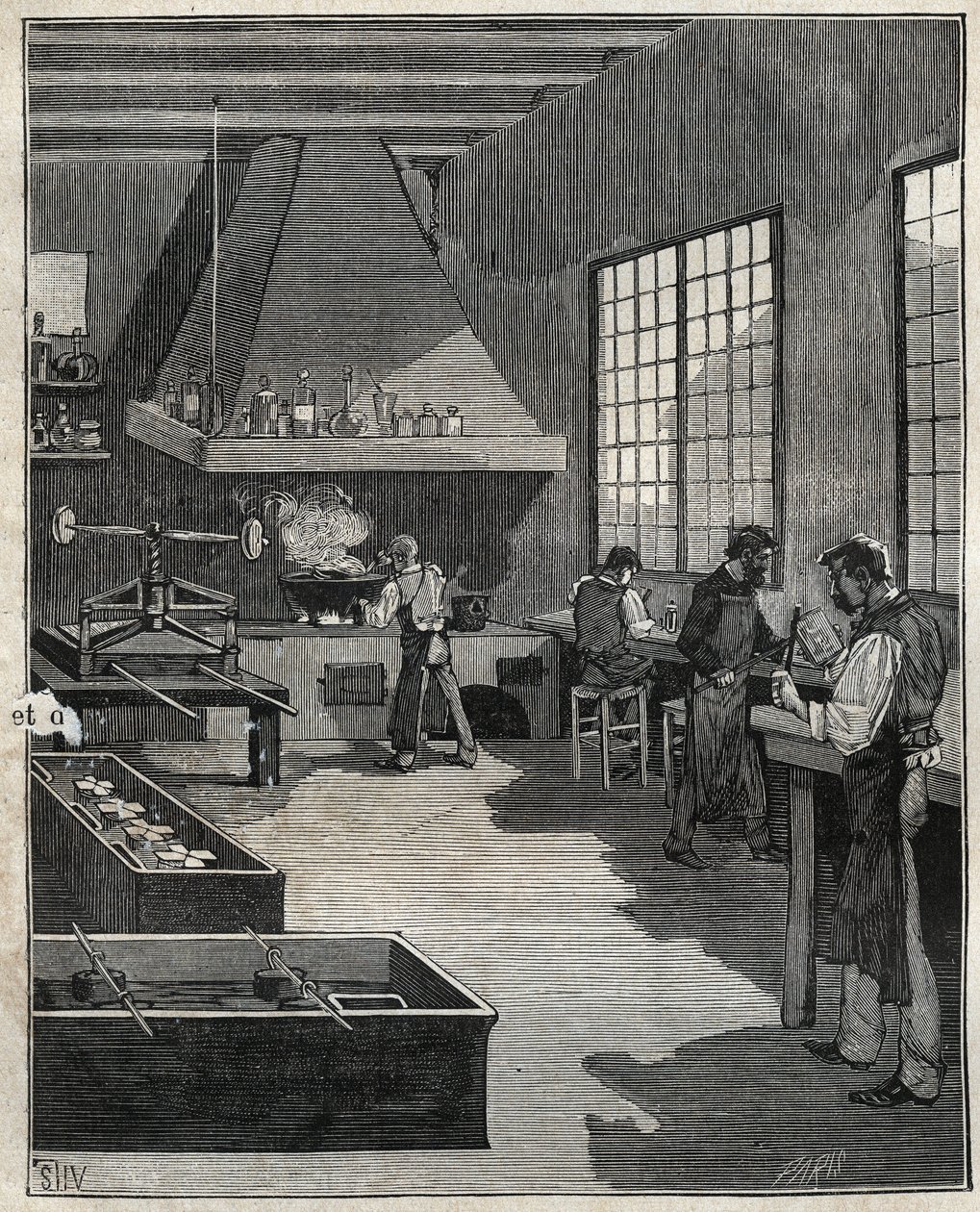 Galvanisk guldsmed: forberedelse af forme. Indgravering fra 1885 i "" Les arts et metiers illustres"" af Adolphe BITARD. af Unknown artist