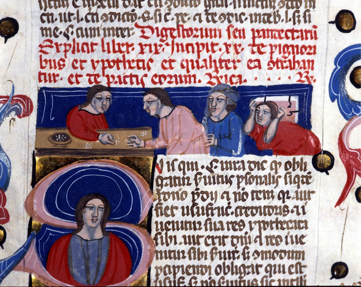 Terningspil (terningespil) manuskript fra det 14. århundredes Biblioteca Nazionale Braidense. Milano af Unknown artist