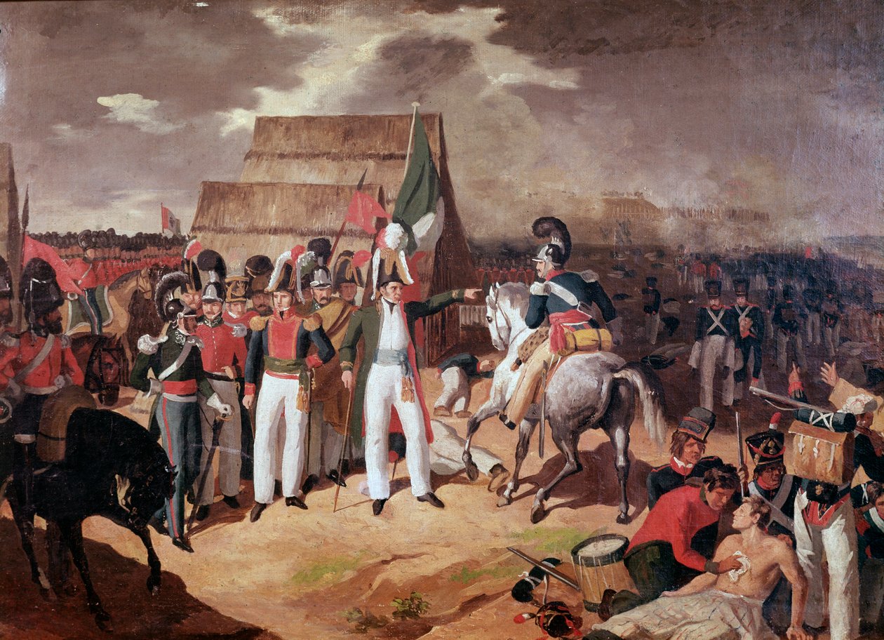 General Antonio Lopez de Santa Anna (1794-1876) mexicansk militær og politiker under slaget ved Tampico af Unknown artist