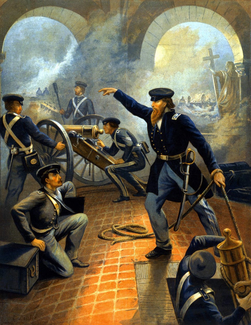 General Grant (1822 - 1885) under kapitulationen af Mexico City (Mexico-krigen: 1845 - 1848) - gravering mellem 1860-1870. af Unknown artist