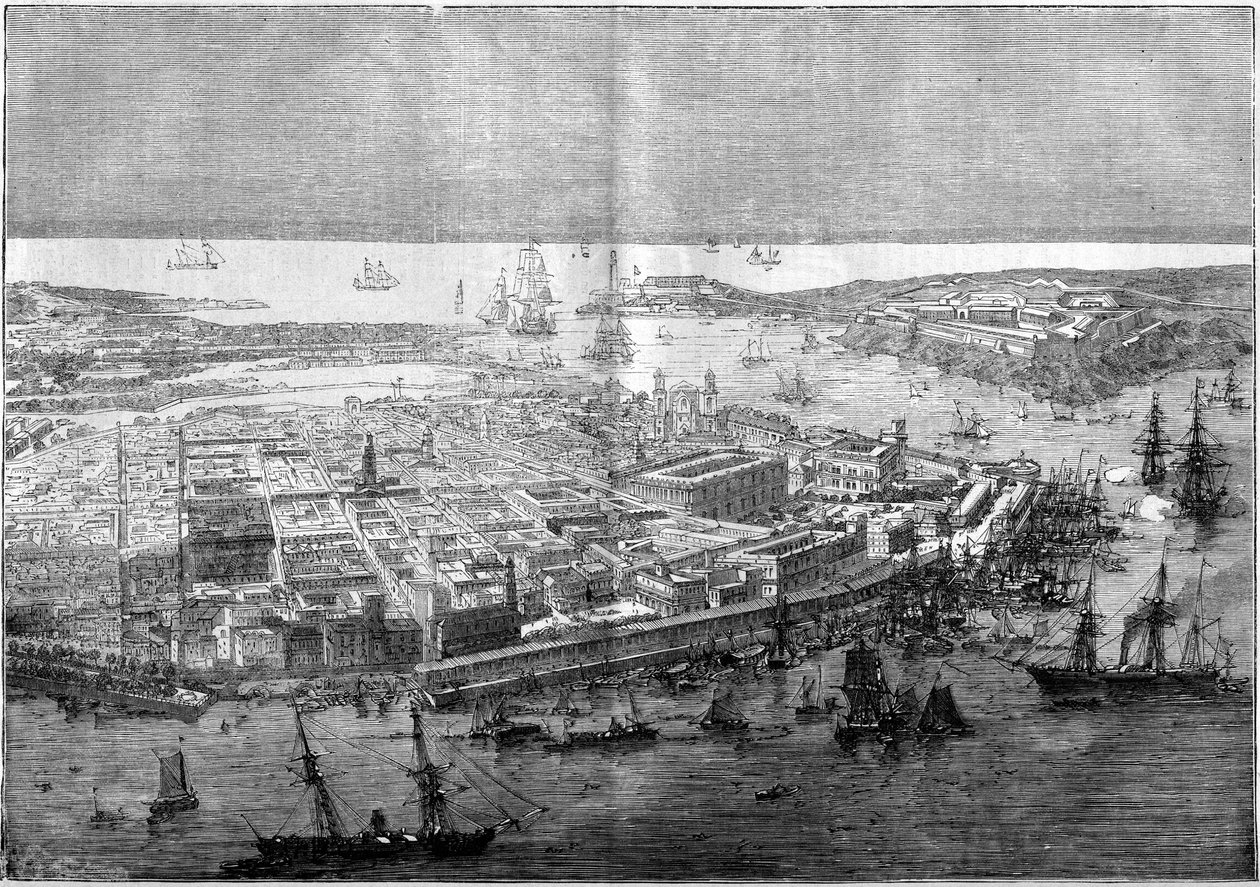 Generelt billede af Havana i 1862 - apparat fra den franske division under kommando af kontreadmiral Jurien de la Gravière. af Unknown artist