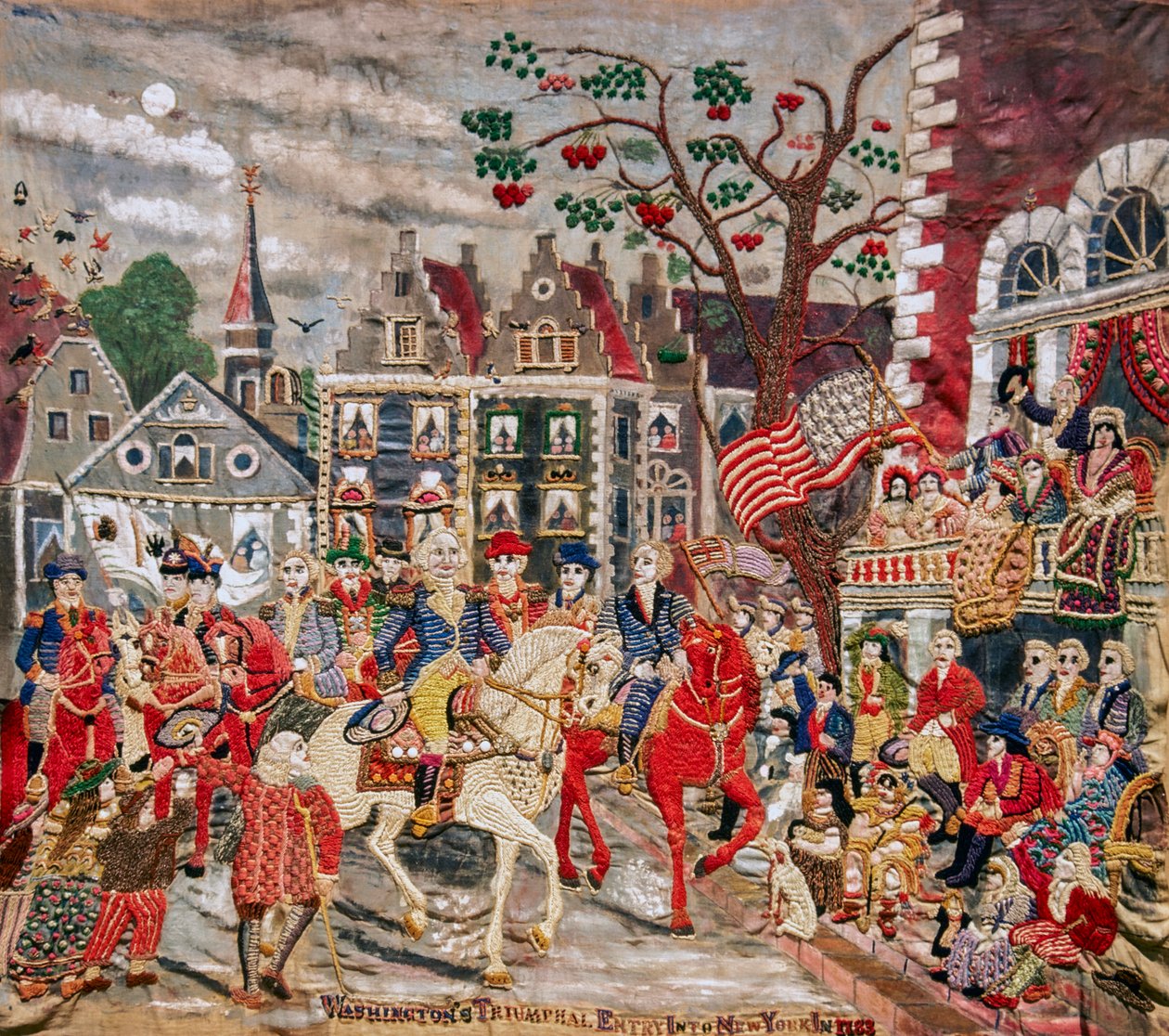 George Washington ankommer triumferende til Federal Hall i New York City af Unknown artist