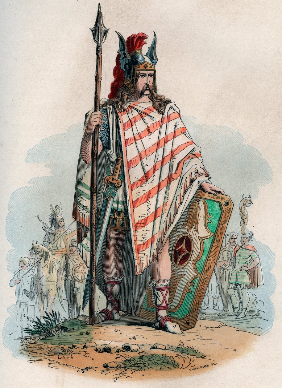 Germain-høvding (de tyske barbarer). Indgravering fra 1868 i "Histoire de Belgique fra primitiv tid til slutningen af Leopold I