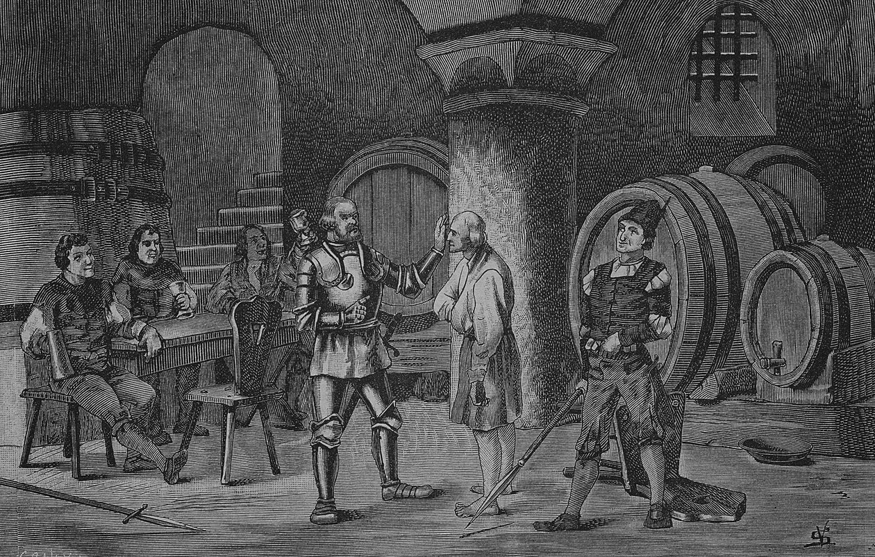 Den tyske bondekrig (1524-1526): Goetz von Berlichingen i klosteret til Amorbach af Unknown artist
