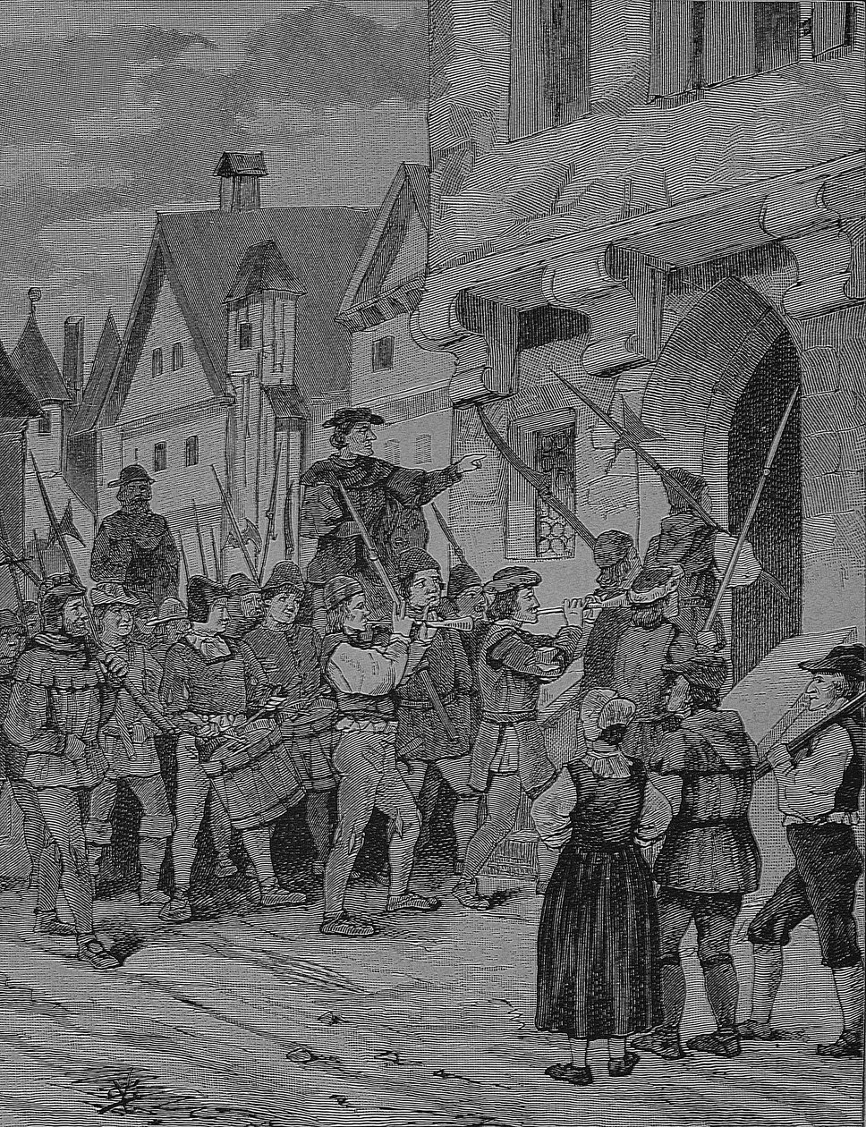 Den tyske bondekrig (1524-1526): Orenbach, bønder, Rotenburg, Bayern, Tyskland af Unknown artist