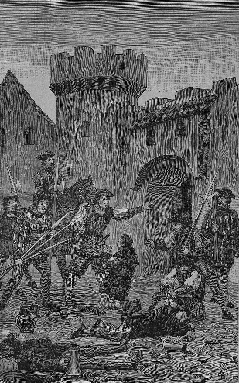 Den tyske bondekrig (1524-1526): Æselporten i Marbach af Unknown artist