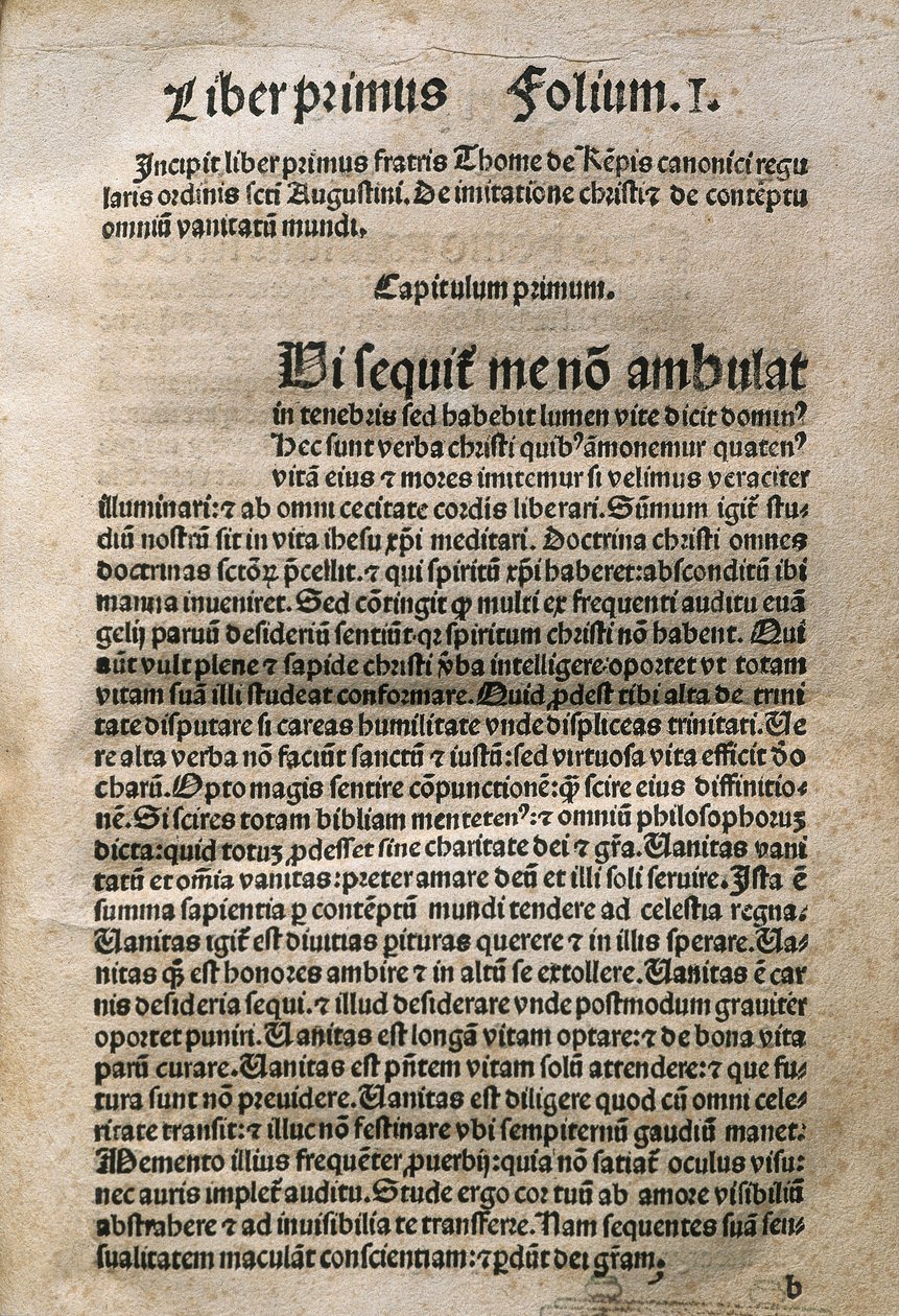 Tysk præsteskab og mystisk digter. I "" Of Imitatione Christi "" af Thomas Hemerken THOMAS A KEMPIS (1380-1471), Leyden af Unknown artist