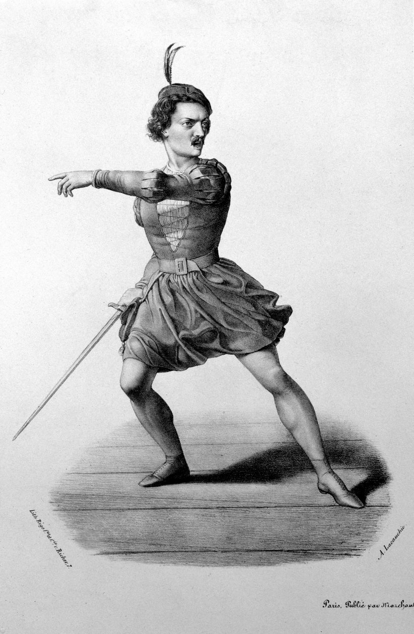 Gilbert-Louis Duprez (Gilbert Louis) i rollen som Arnoldo i operaen "Guillaume Tell" (William Tell) af Gioacchino Rossini af Unknown artist