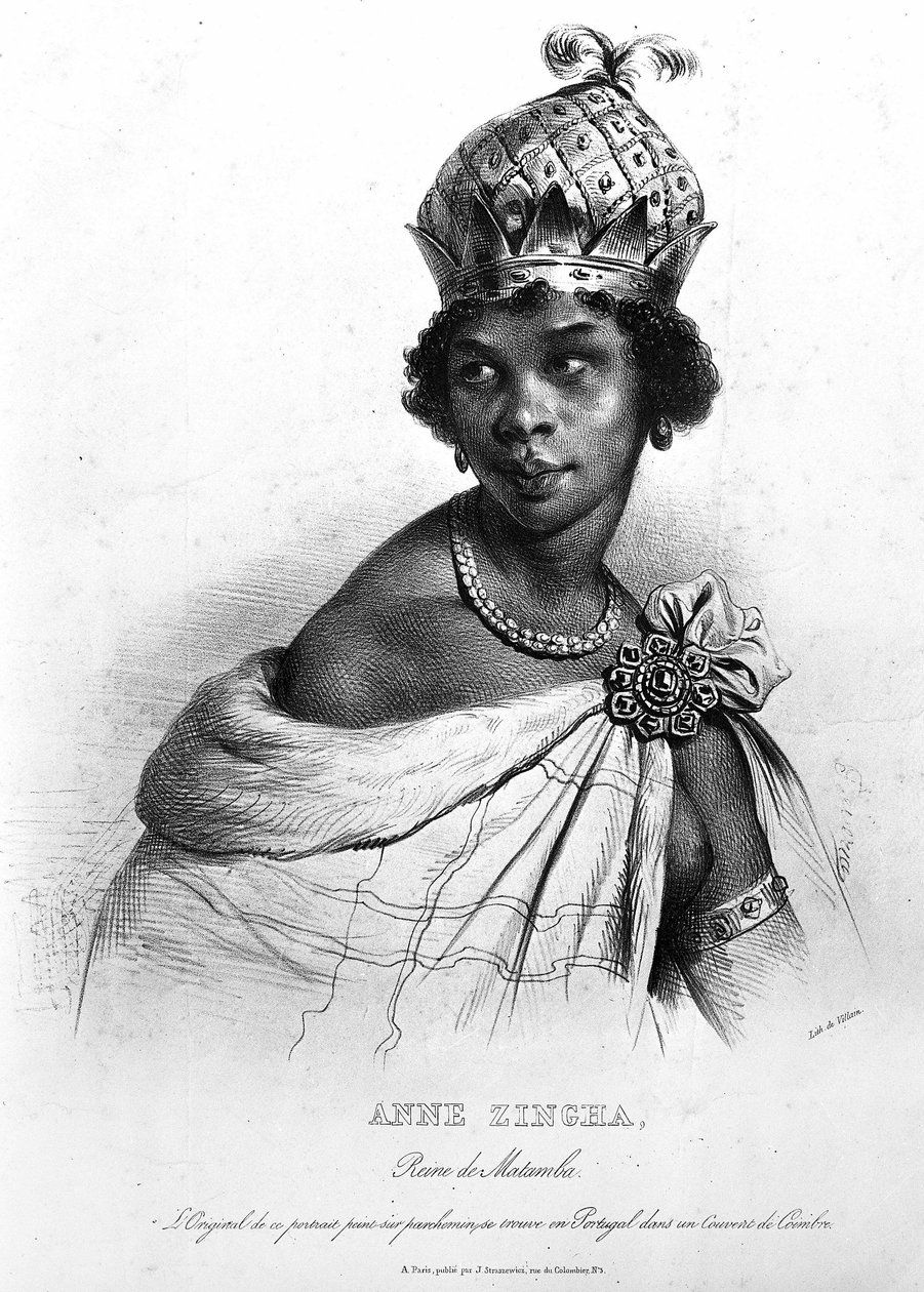 Ginga, Quilombola-dronningen af ​​Matamba og Angola. ANNE ZINGHA DRONNING AF ANGOLA. (1587-1663). af Unknown artist