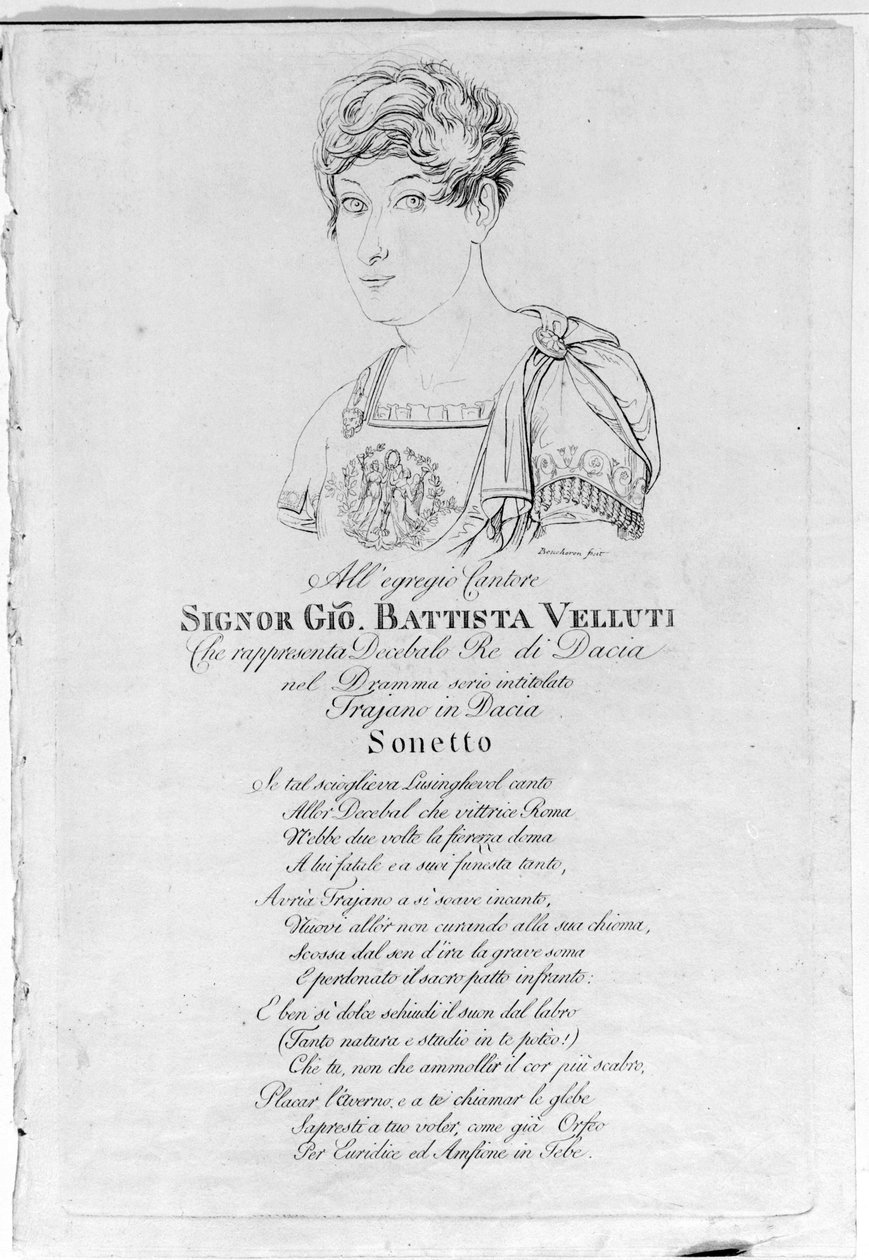 Giovanni Battista Velluti (1781-1861), sidste kastratopera. af Unknown artist