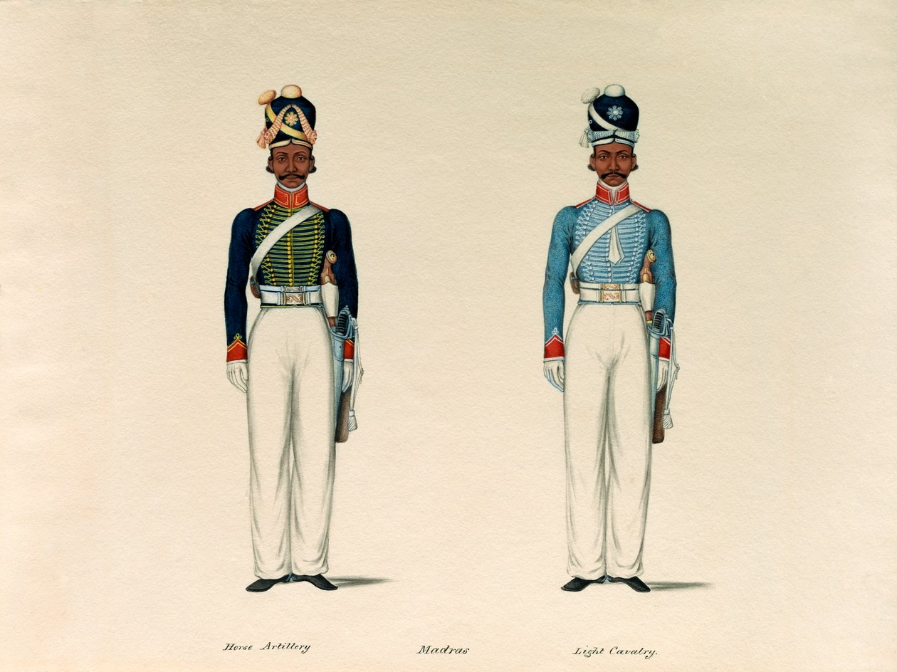 Golundauz, Madras Hesteartilleri; og Sowar, Madras Light Cavalry, 1835 ca. af Unknown