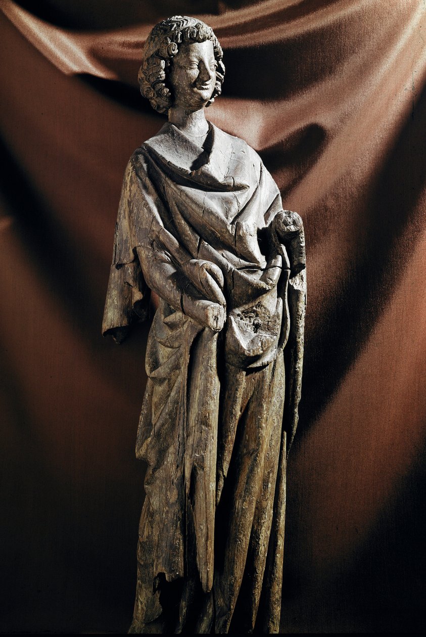 Gotisk kunst: "" Angel"" Træskulptur. 1200-tallet Dim. 72 cm Paris, Louvre-museet af Unknown artist