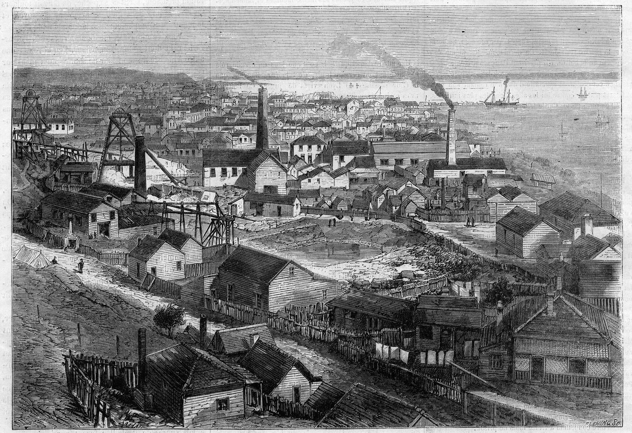 Grahamstown guldminer i New Zealand (New Zealand) af Unknown artist