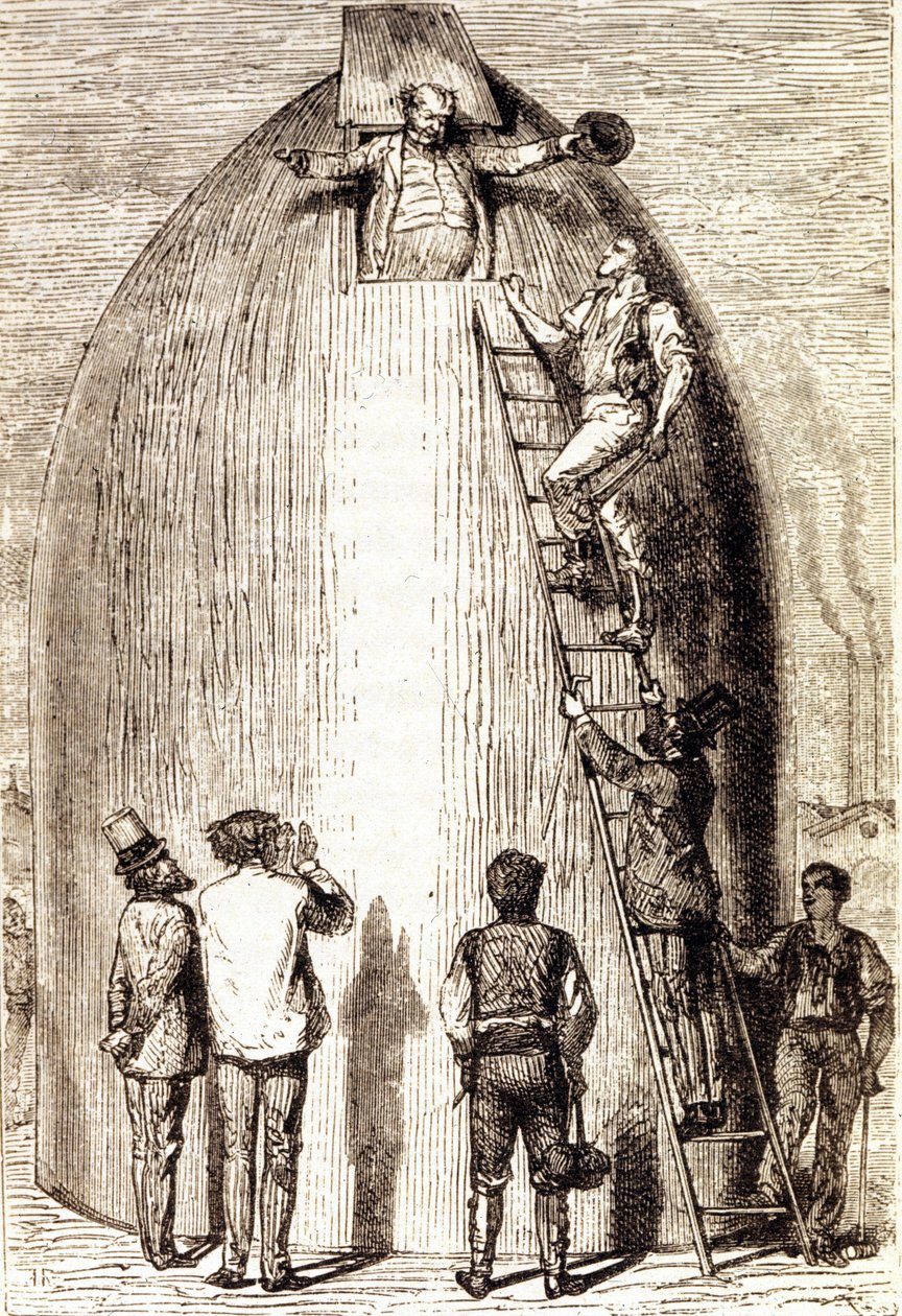 Grav. I “Fra jorden til månen” af Jules Verne af Unknown artist
