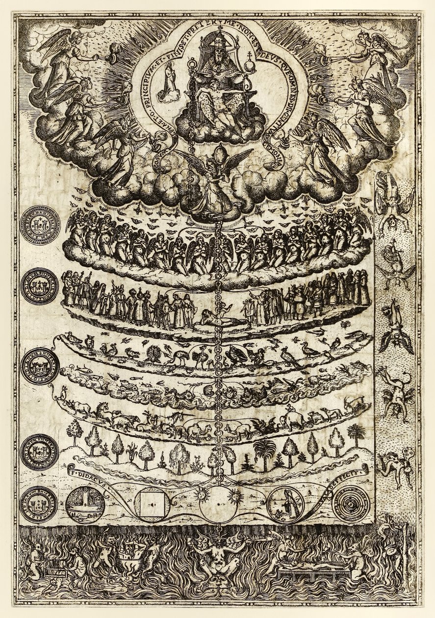 Great Chain of Being "from" Rhetorica Christiana ad concionandi et orandi usum accommodate… "by Diego Valadésdani af Unknown artist