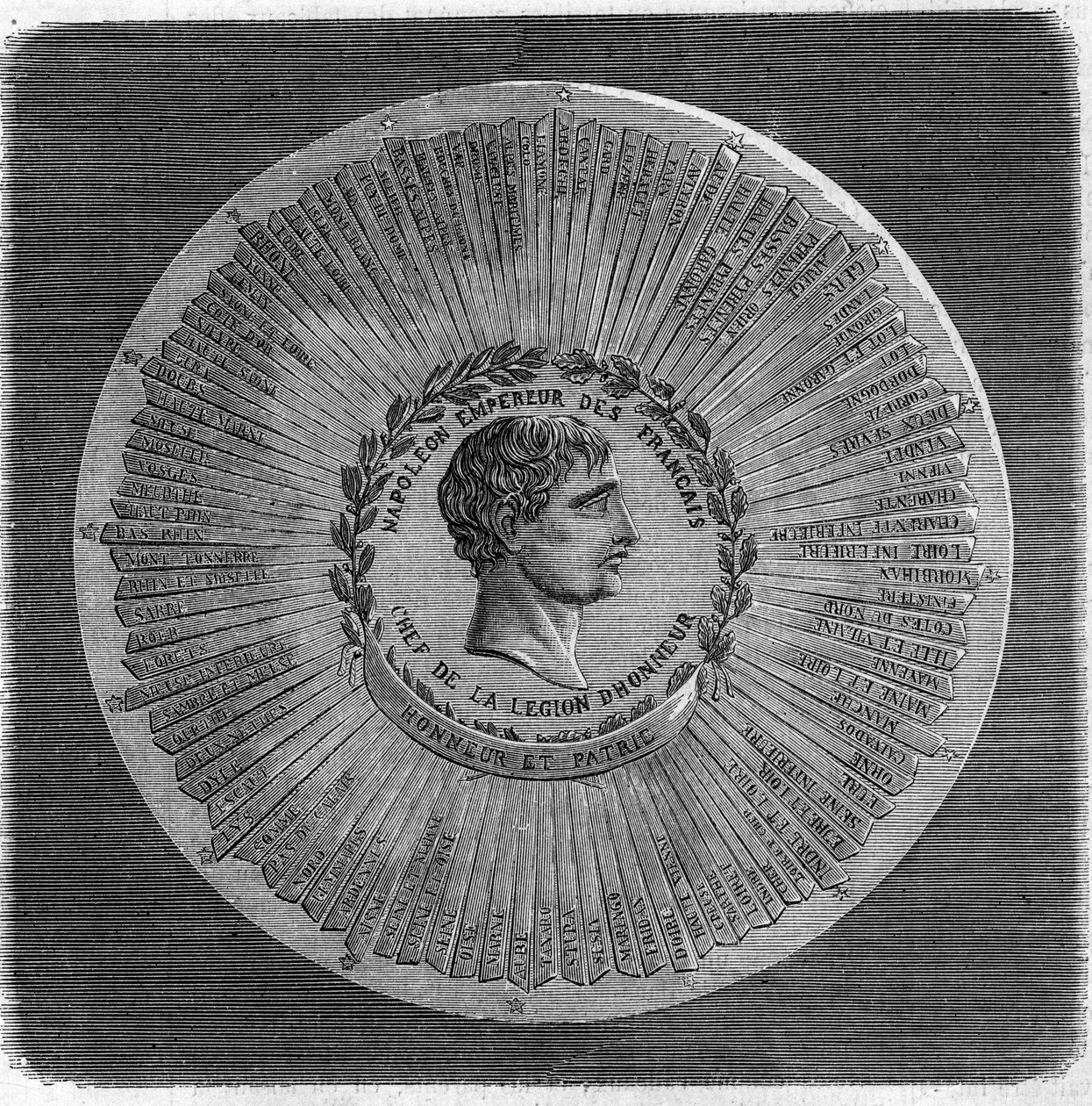 Store segl af Napoleon I Bonaparte (1769-1821) i 1804: "" Napoleon Kejser af de franske, leder af Æreslegionen. Ære og Fædreland”. Indgravering i ""Det illustere univers"" af Unknown artist