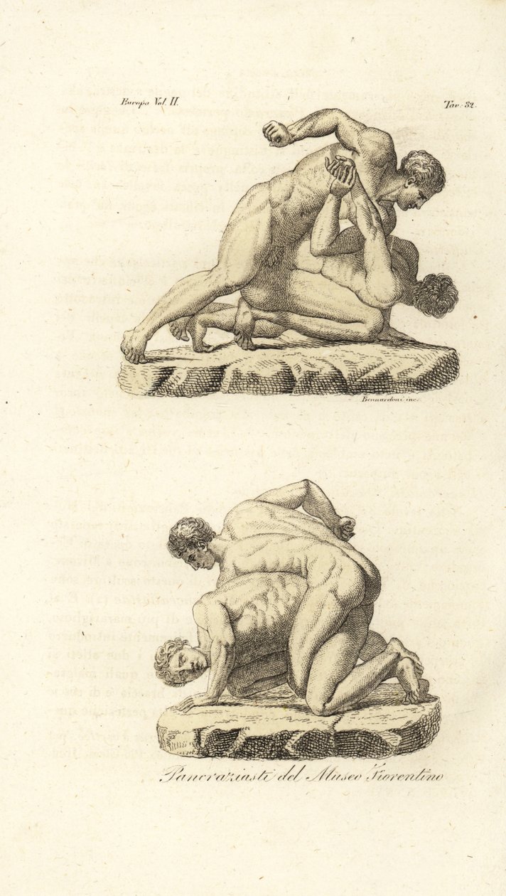 Græske atleter, der konkurrerer i kampsporten Pankration af Unknown artist