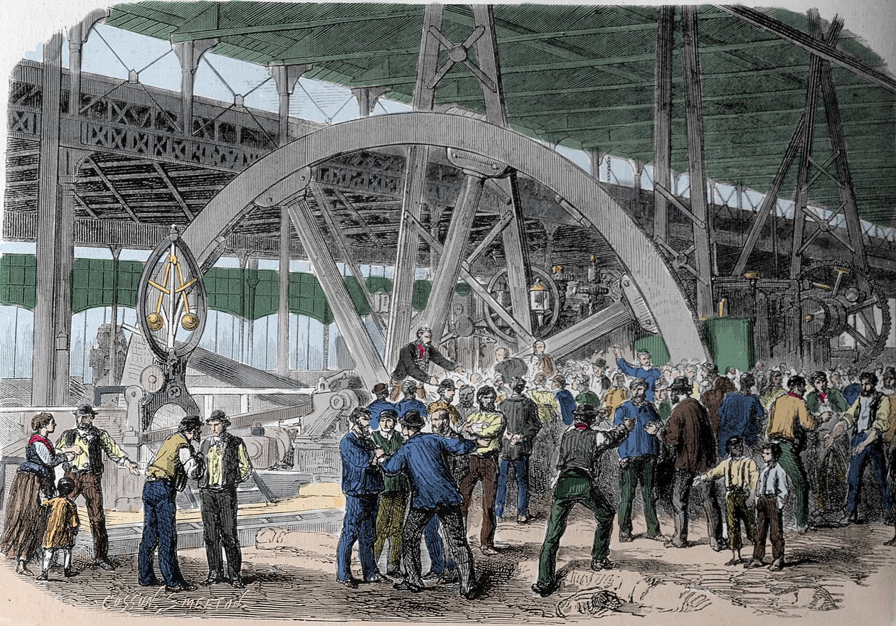 Greve du Creusot. En forligsmand af arbejdere i værkstederne, på tidspunktet for løn. 19. århundrede. af Unknown artist