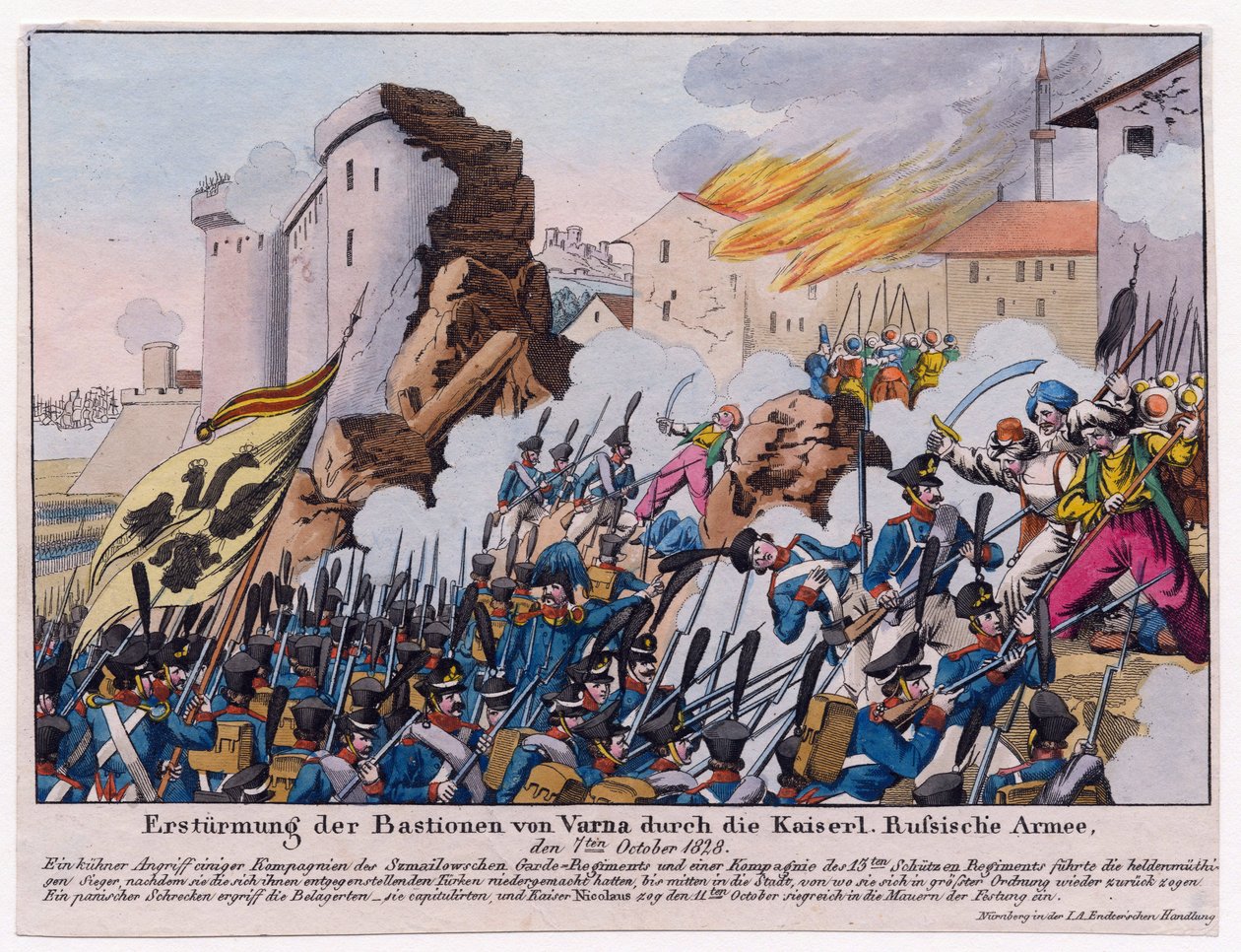 Guerre russo-turque de 1828-1829 - Den russiske hær stormede bastionerne i Varna i september 1828 af Anonymous af Unknown artist