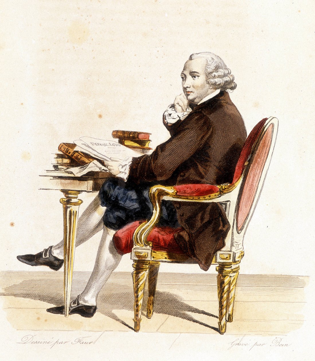 Guillaume Chretien (Guillaume-Chretien) af Lamoignon de Malesherbes (1721-1794). fransk politiker. Stik fra 1838 af Unknown artist