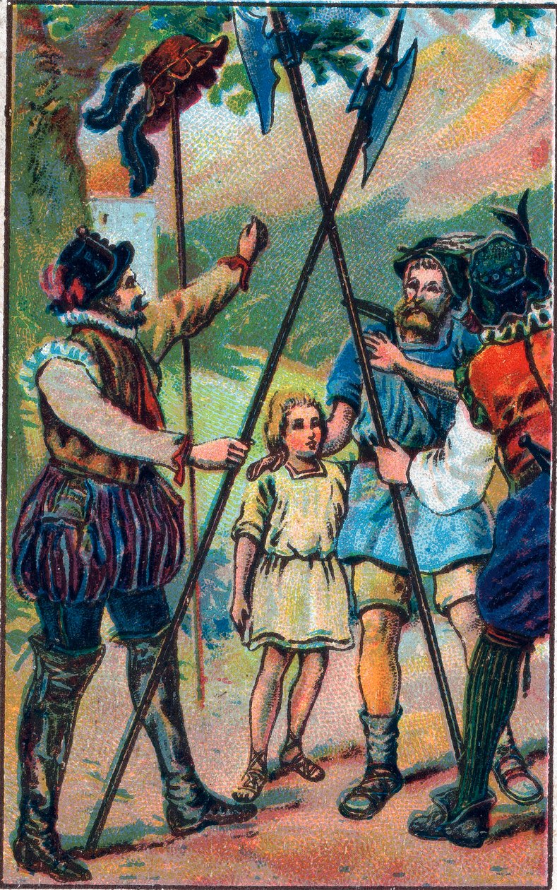 Guillaume Tell (William Tell) (legendariske helte fra schweizisk uafhængighed) nægtede at bøje sig for hatten. Kromolitografi i slutningen af det 19. århundrede. af Unknown artist