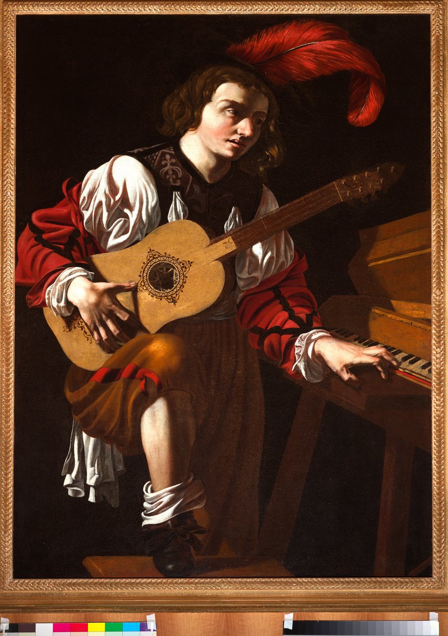 Guitarspiller (olie på lærred) af Unknown artist