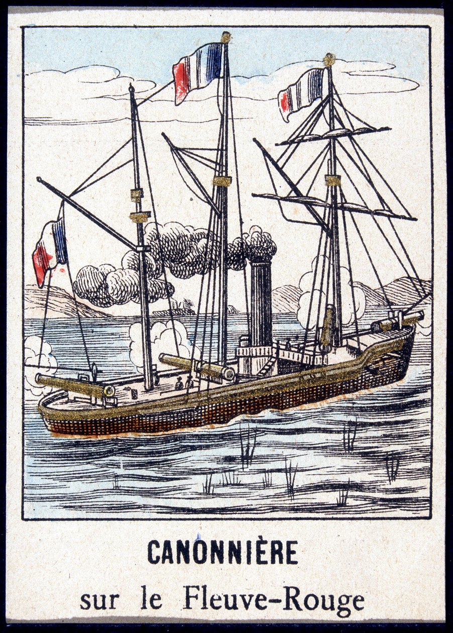 Kanonbåd på Red River, slutningen af det 19. århundrede af Unknown artist
