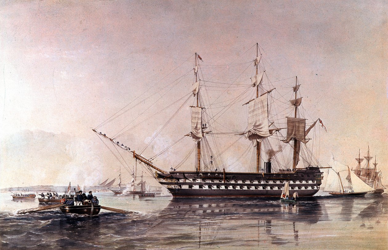 HMS Agamemnon 91 kanoner en Royal Navy - HMS Agamemnon andenlinjeskib bygget til Royal Navy i 1852 - af Unknown artist