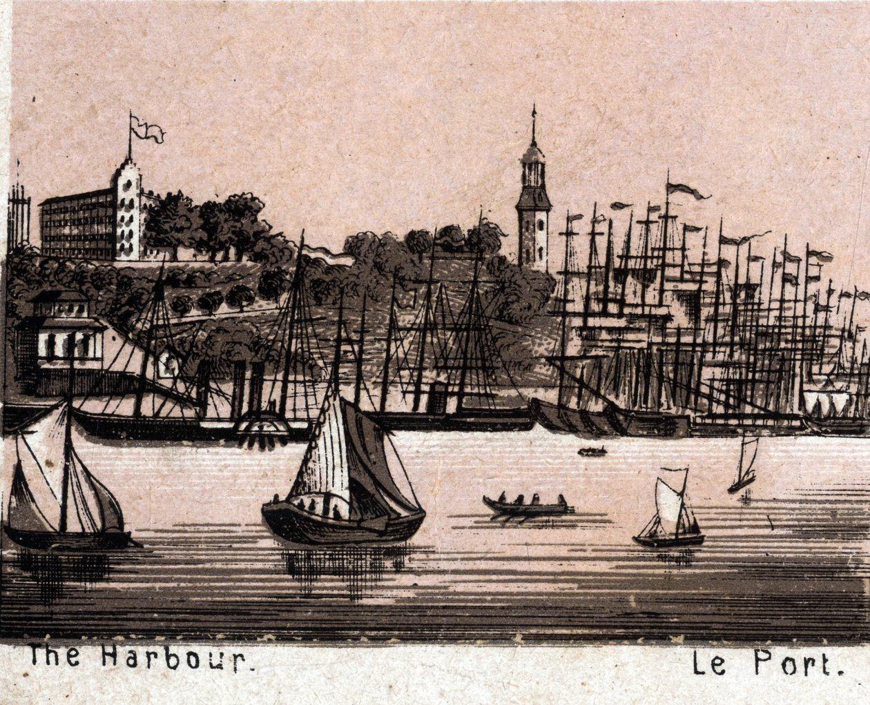 Hamborg (Hamburg), Tyskland: udsigt over havnen (Havn, Havn). i "" Verden illustrerer 168 visninger"" Udateret (slutningen af 1800-tallet) af Unknown artist