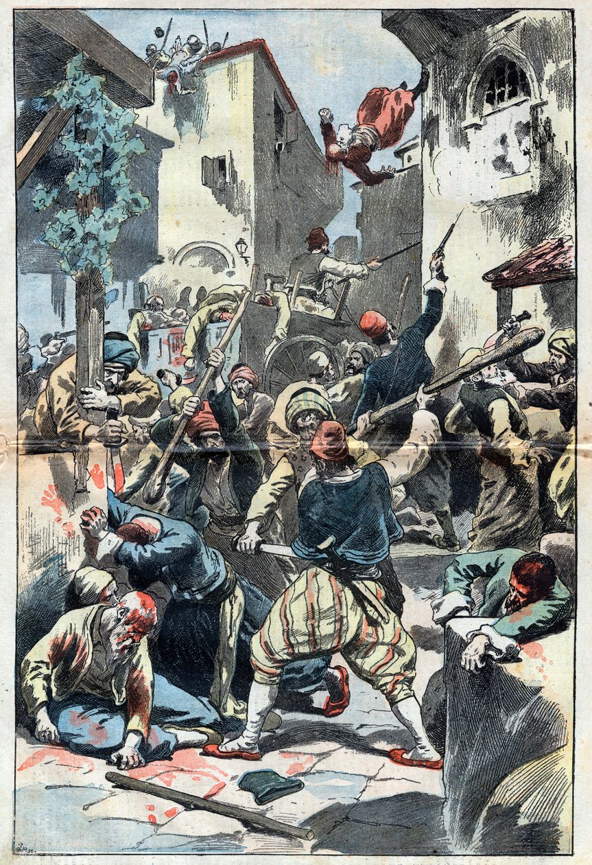 Hamidiske massakrer: massakren på armeniere i Konstantinopel af Unknown artist