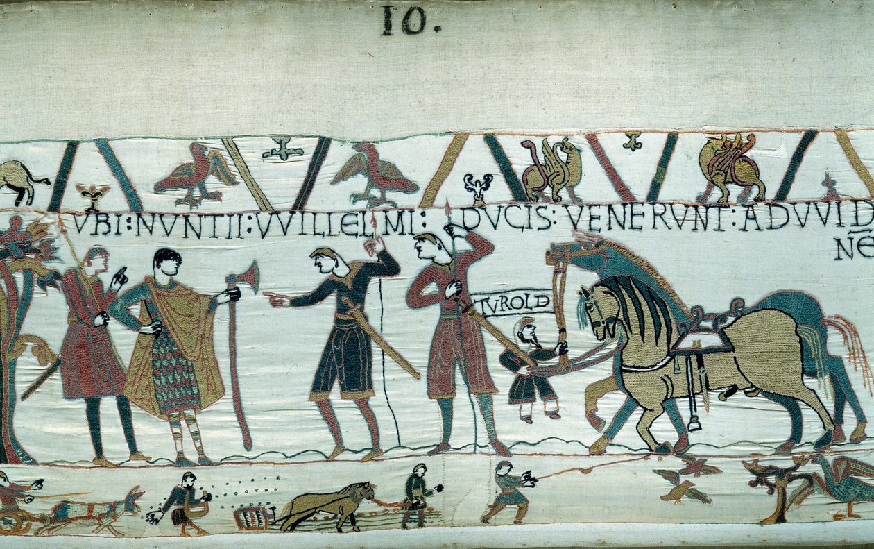 Harold, som kom for at informere hertugen af Normandiet Vilhelm Erobreren (1027-1087), at han ville blive efterfølger til Englands krone ved Edward Bekenderens død, blev taget til fange af grev Guy de Ponthieu. Hertugen af Normandiet sendte udsendinge til af Unknown artist