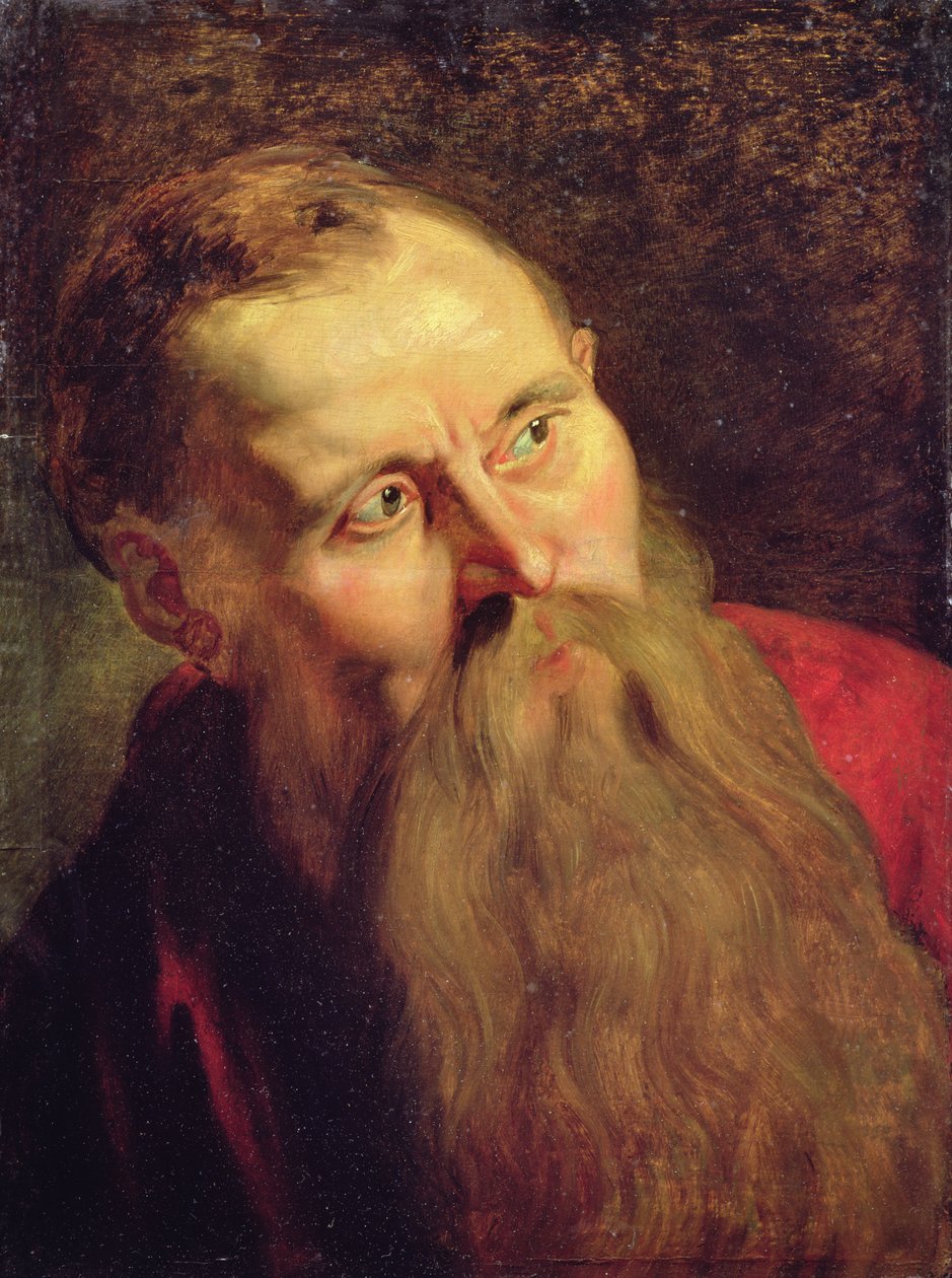 Hoved af en helgen (olie på træ) af Unknown artist