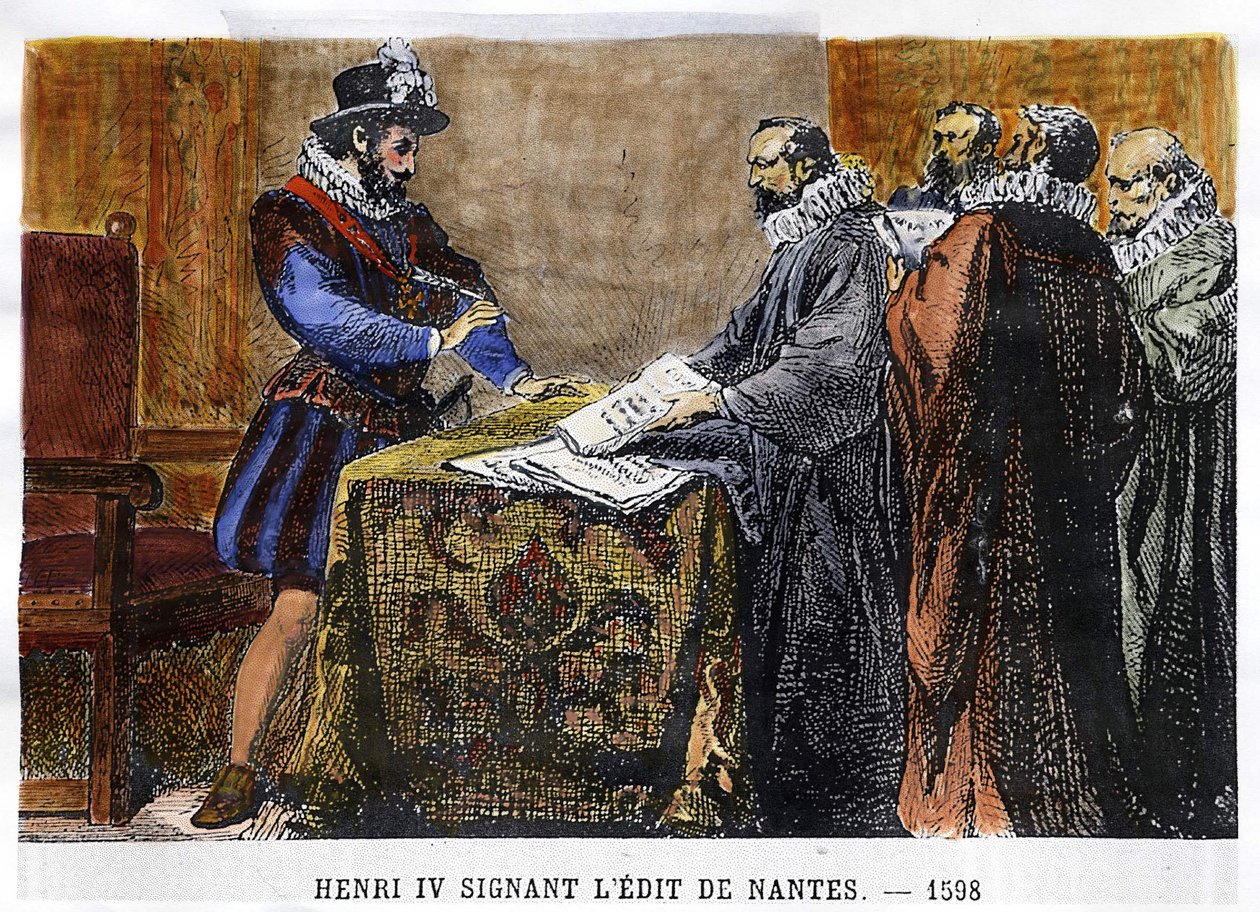 Henri IV (1553 - 1610) underskrev Edit de Nantes i 1598. af Unknown artist
