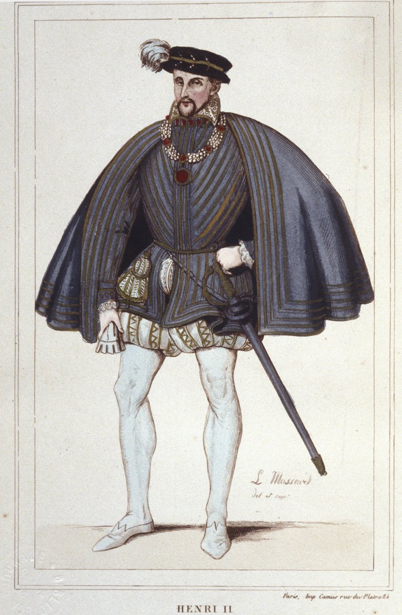 Henrik II, konge af Frankrig (1519 - 1559) gravering af 1830 af Unknown artist