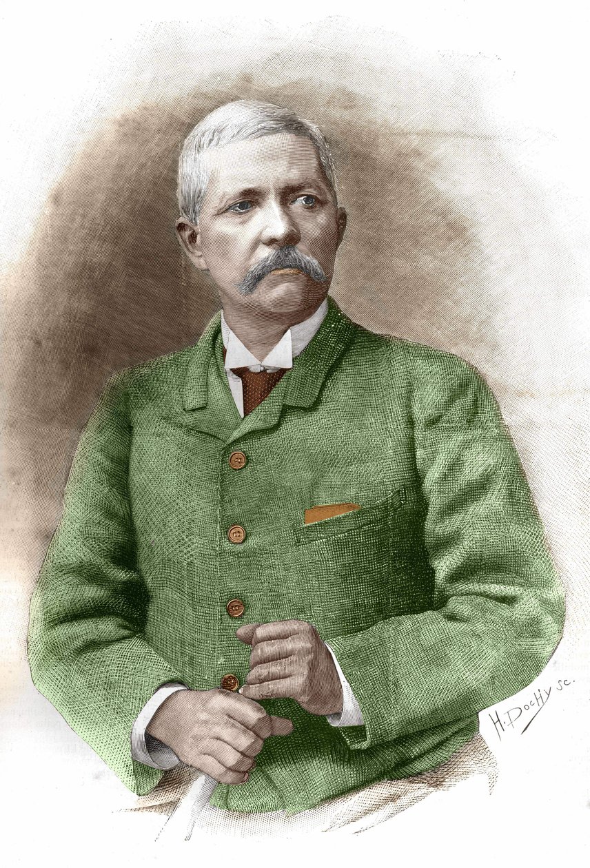 Henry Morton Stanley (1841 - 1904) i Kairo den 17/01/1890. Britisk journalist og opdagelsesrejsende. Indgravering af det 19. århundrede. af Unknown artist