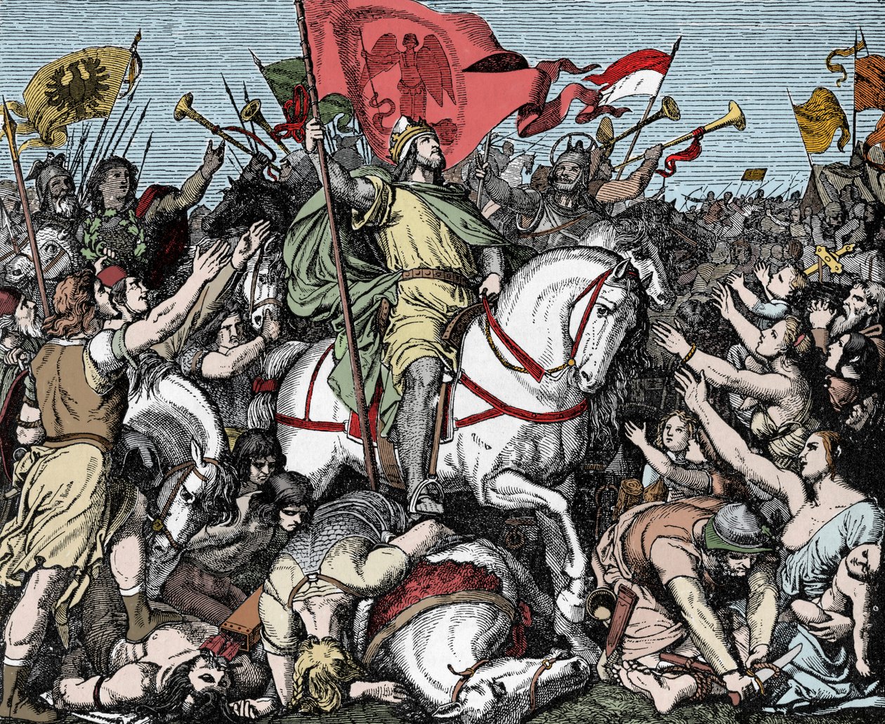 Henry the Fowler udråbt til konge af Østfrankien - Henrik I af Germanien (eller af Sachsen, kendt som Henrik den Oiseleur, 876-936) udråbte til konge af Vestfrankien i 919 af Unknown artist