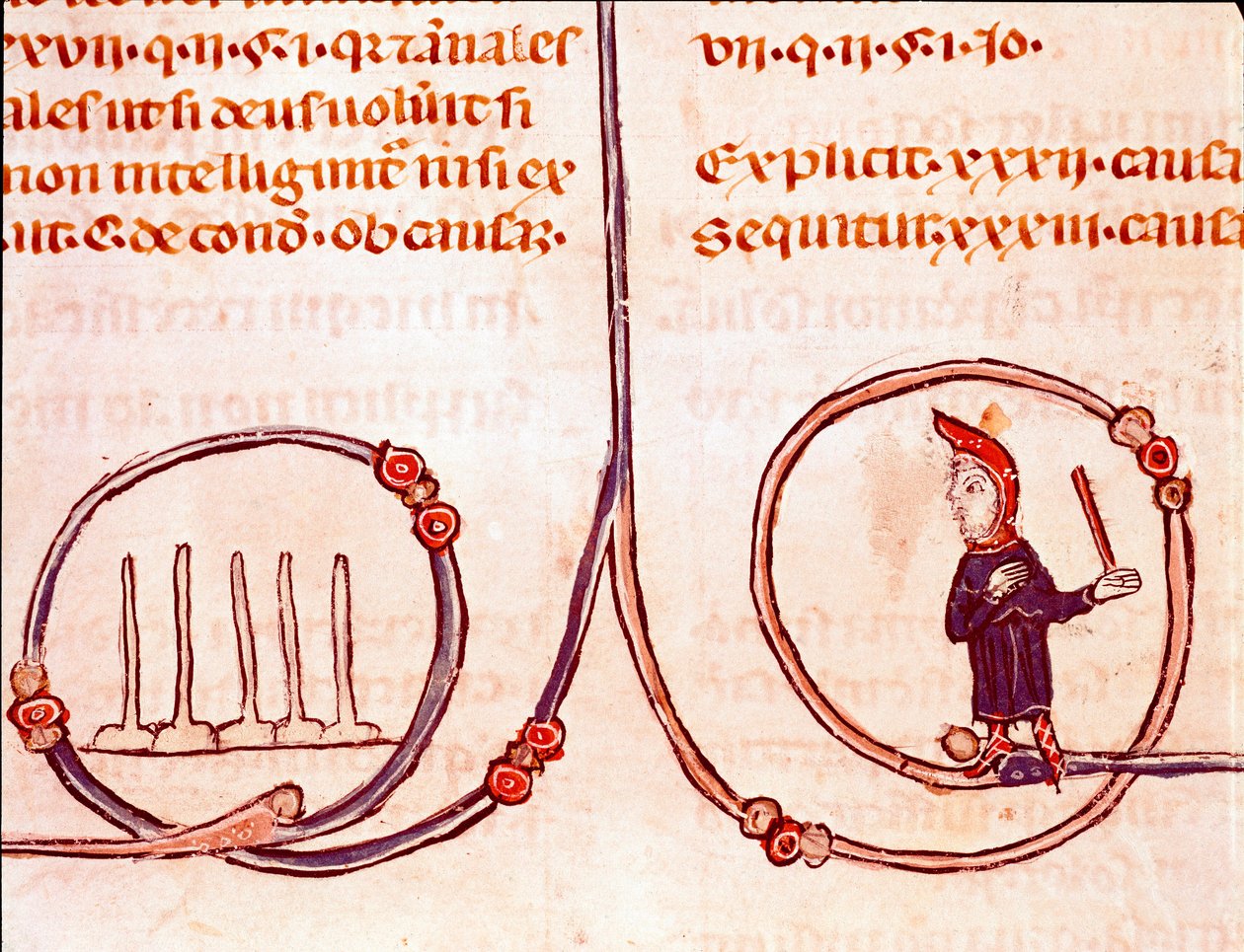 Den kanoniske lovs historie: "" Bowlingspillet""" Miniature taget fra "" Decret de Gratien"" ("Concordia discordantium canonum" eller "Decretum Gratiani") fra 1140 og regulerer den romersk-katolske kirkes love og kanoner . Laon fra det 13. århundrede, af Unknown artist